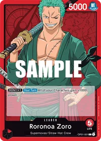 OP01-001 Roronoa Zoro Rojo Líder One Piece TCG Romance Dawn