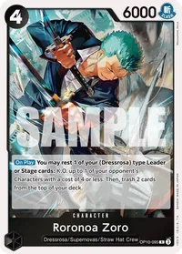 OP10-095 Roronoa Zoro Negro Personaje Dressrosa One Piece TCG Royal Blood