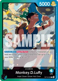 Monkey D. Luffy Lider Verde Azul OP16-022 One Piece TCG
