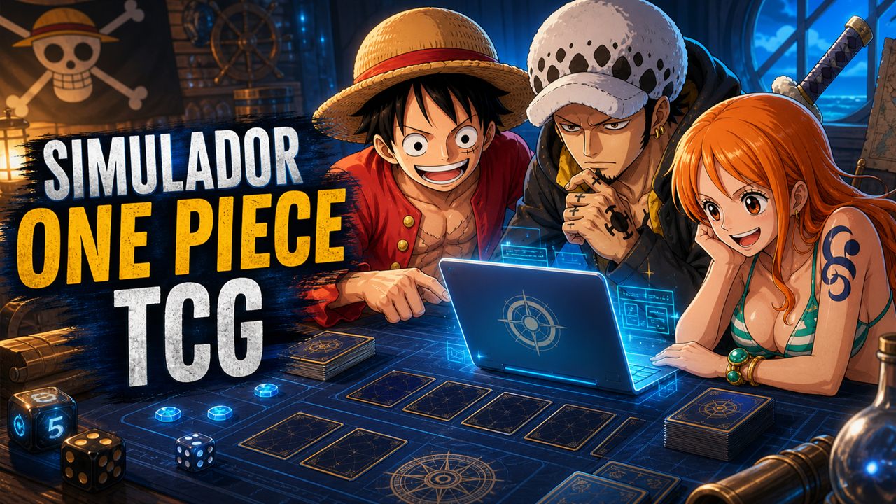 Jugadores preparando un mazo de One Piece TCG para practicar en simulador online